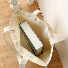 Letter Print Canvas Shopping Bag Lightweight Shoulder Bag Tote Bag