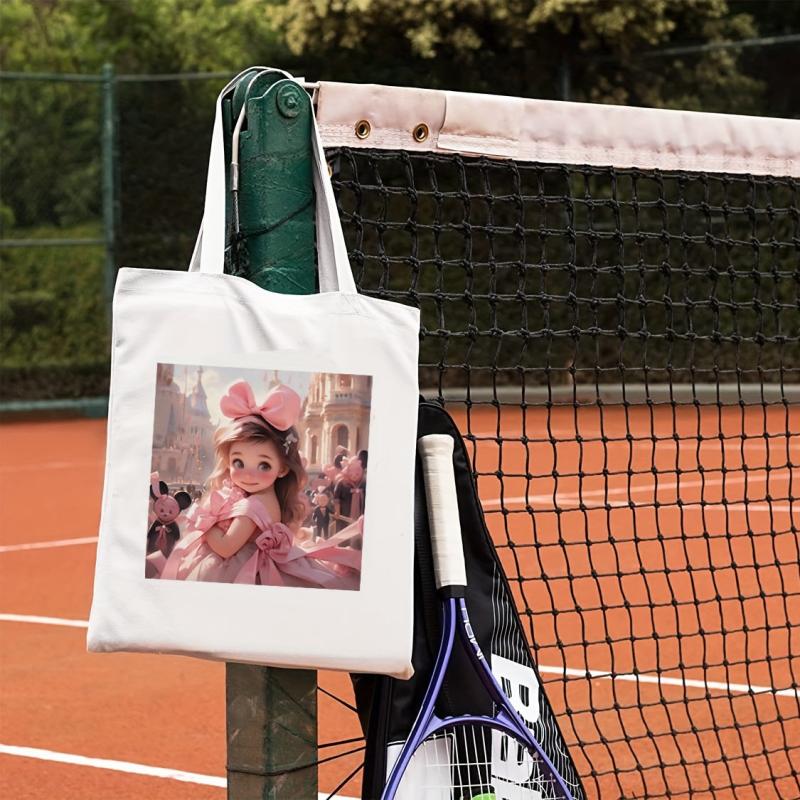Princess Print Canvas Handbag Large Shopping Bag All Match Storage Bag