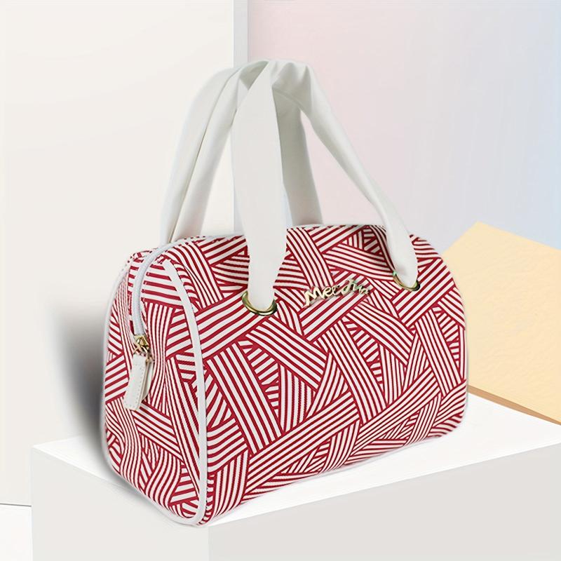 Geometric Pattern Boston Bag Zipper All Match Satchel Bag Women's Handbag