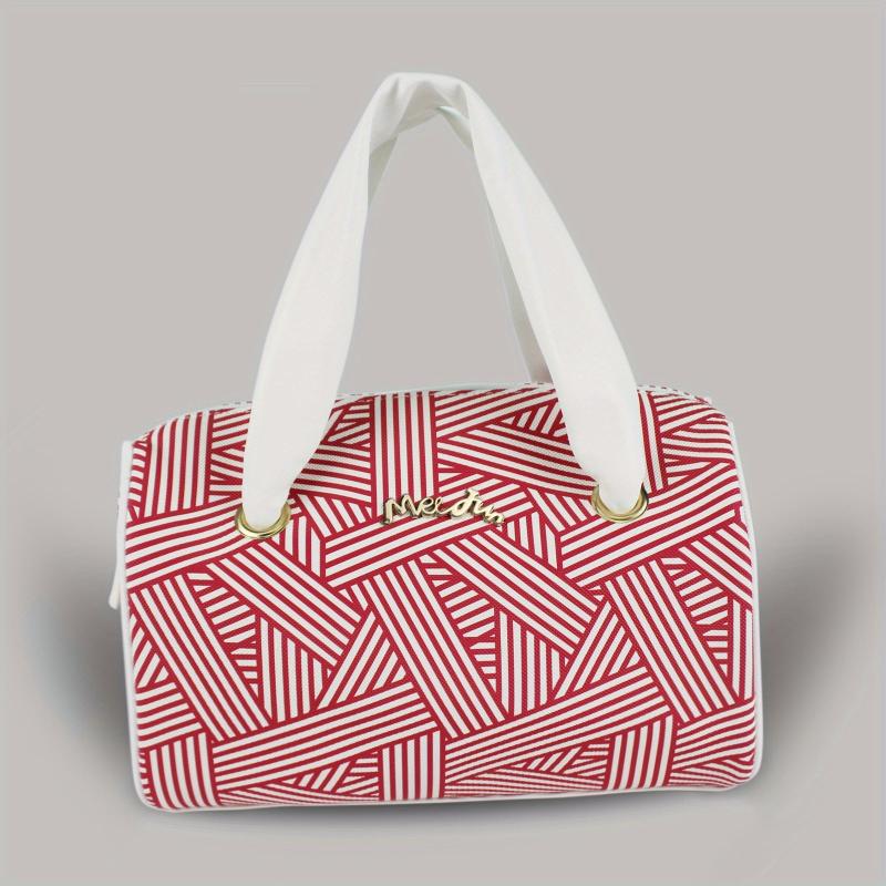 Geometric Pattern Boston Bag Zipper All Match Satchel Bag Women's Handbag