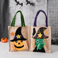 2 Pcs Cartoon Halloween Storage Handbags Lightweight Burlap Gift Bags