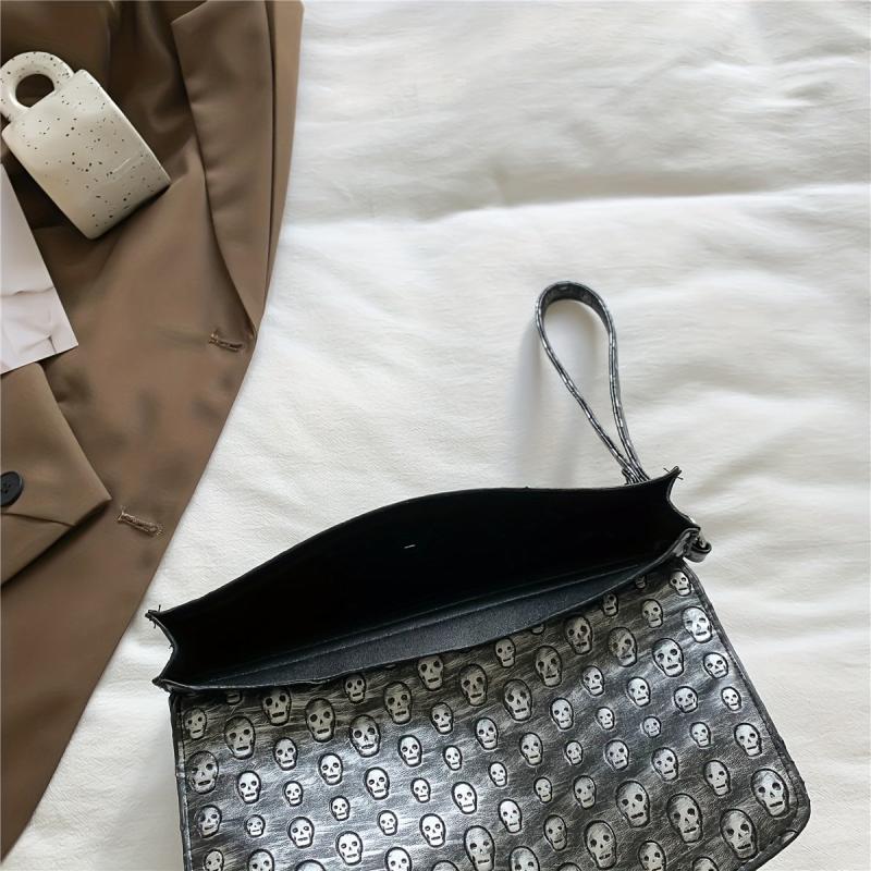 Gothic Skull Envelope Clutch Purse Vintage Retro Bag Women's Punk Handbag
