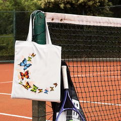 Butterfly Pattern Canvas Shoulder Bag Lightweight Shopper Storage Bag