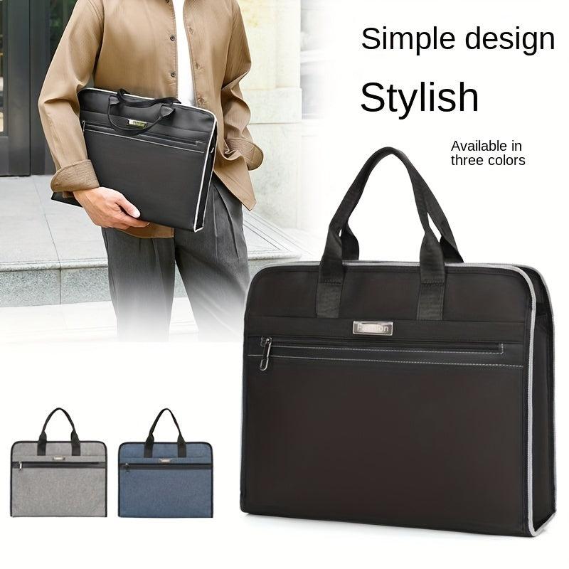 Men's Business Briefcase Handbag, Zippered Document Organizer