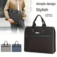 Men's Business Briefcase Handbag, Zippered Document Organizer