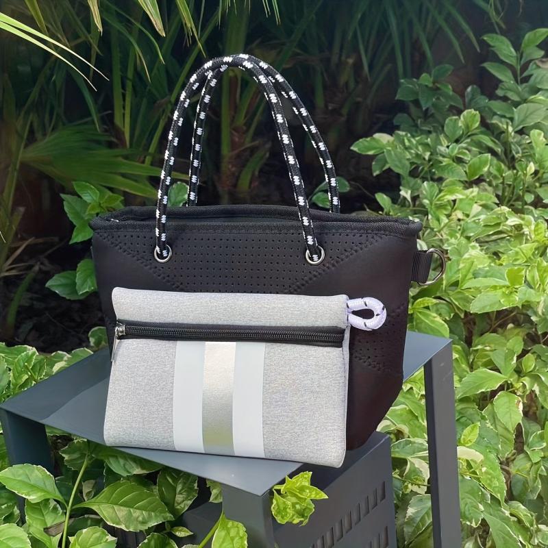 Striped Pattern Clutch Wallet Zipper Purse Lightweight Square Pouch