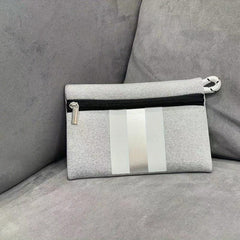 Striped Pattern Clutch Wallet Zipper Purse Lightweight Square Pouch