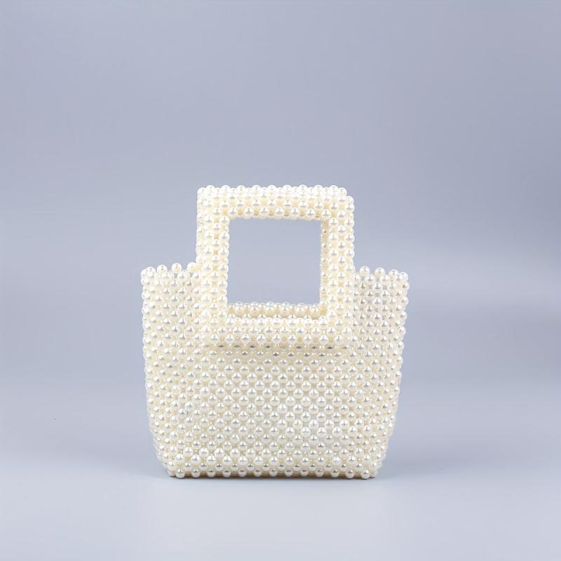 Pearl Beaded Tote Bag Acrylic Evening Handbag Formal Clutch