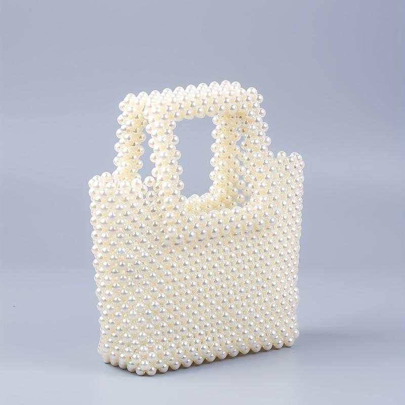 Pearl Beaded Tote Bag Acrylic Evening Handbag Formal Clutch