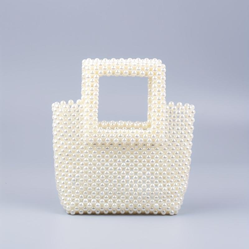 Pearl Beaded Tote Bag Acrylic Evening Handbag Formal Clutch