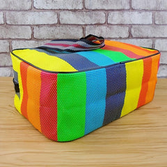 Striped Cube Cosmetic Bag Makeup Storage Portable Travel Toiletry Bag