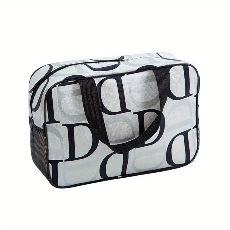 Portable Letter Print Toiletry Bag - Large Capacity Cosmetics Bag