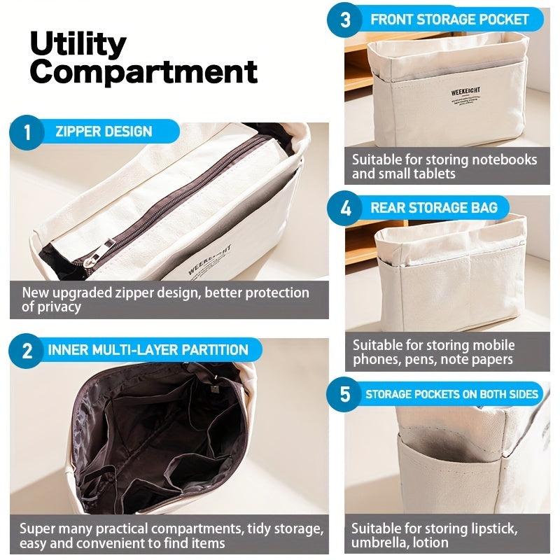 Canvas Zipper Cosmetic Storage Bag Lightweight Portable Travel Storage Bag