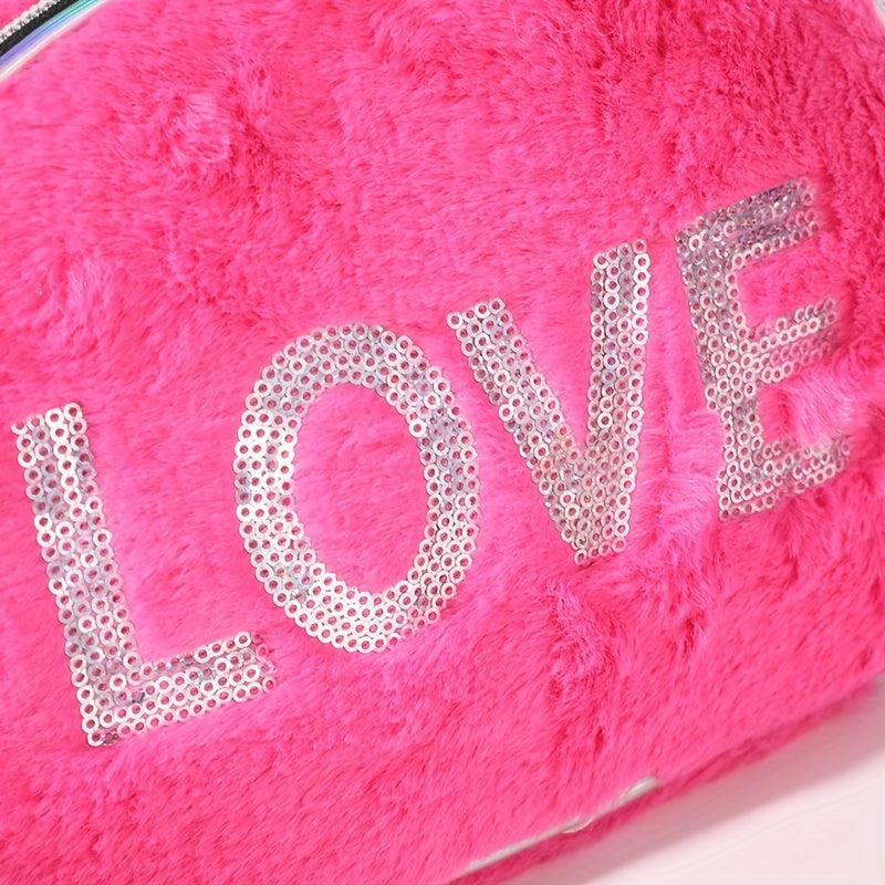 Sequin Love Plush Travel Storage Bag Small Shell Shaped Toiletry Bag