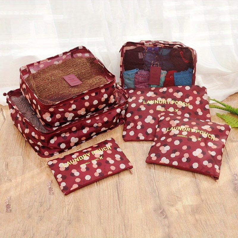 6pcs Luggage Packing Organizer Set Lightweight Handheld Packing Cubes Storage