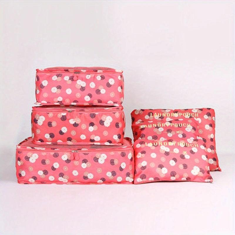 6pcs Luggage Packing Organizer Set Lightweight Handheld Packing Cubes Storage