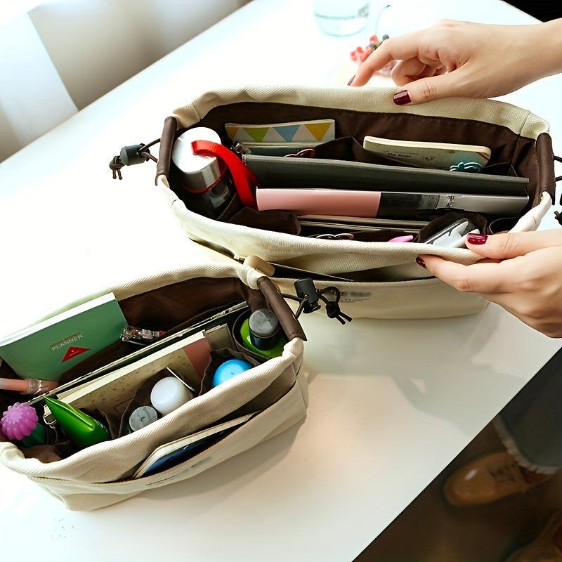 Canvas Drawstring Storage Bag with Pockets