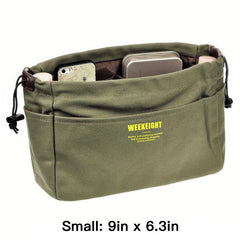 Canvas Drawstring Storage Bag with Pockets