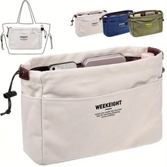 Canvas Drawstring Storage Bag with Pockets