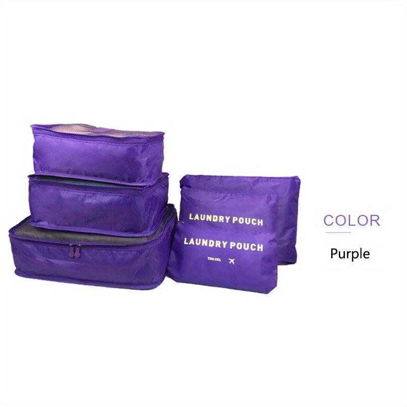 6pcs Lightweight Zipper Packing Cubes Clothing Underwear Storage Bag