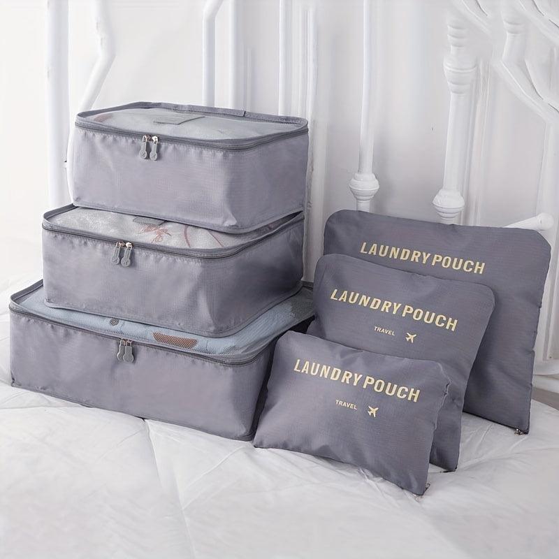 6pcs Lightweight Zipper Packing Cubes Clothing Underwear Storage Bag