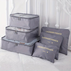 6pcs Lightweight Zipper Packing Cubes Clothing Underwear Storage Bag