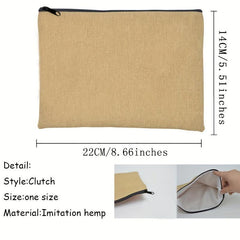 Linen Zipper Makeup Bag Travel Organizer