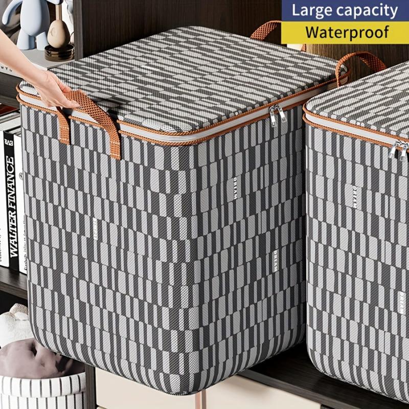 Stripes Pattern Quilt Storage Bag Foldable Clothes Storage Bag