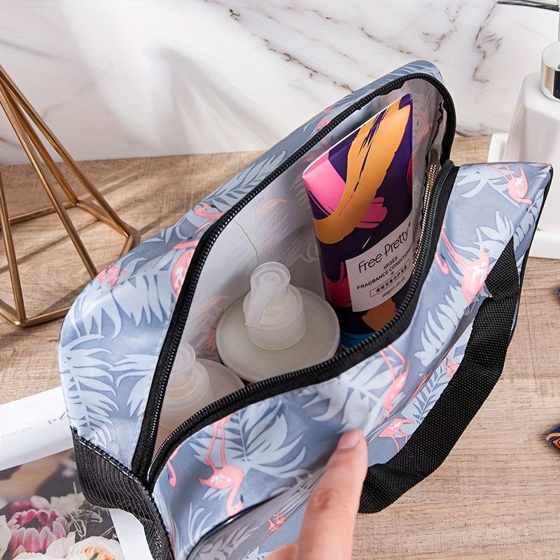 Travel Flamingo Mesh Cosmetic Bag Large Capacity Waterproof Toiletry Bag