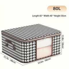 Stylish Houndstooth Pattern Storage Box Lightweight Zipper Clothes