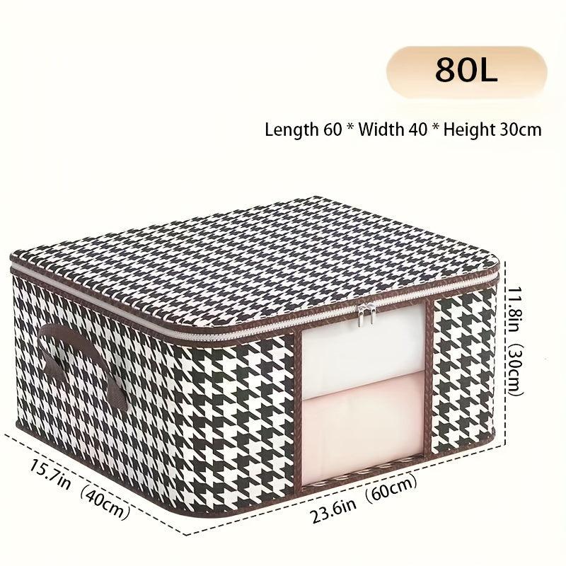 Stylish Houndstooth Pattern Storage Box Lightweight Zipper Clothes