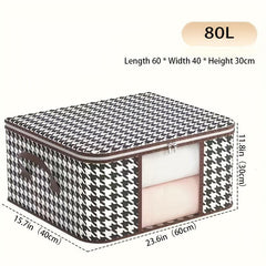 Stylish Houndstooth Pattern Storage Box Lightweight Zipper Clothes