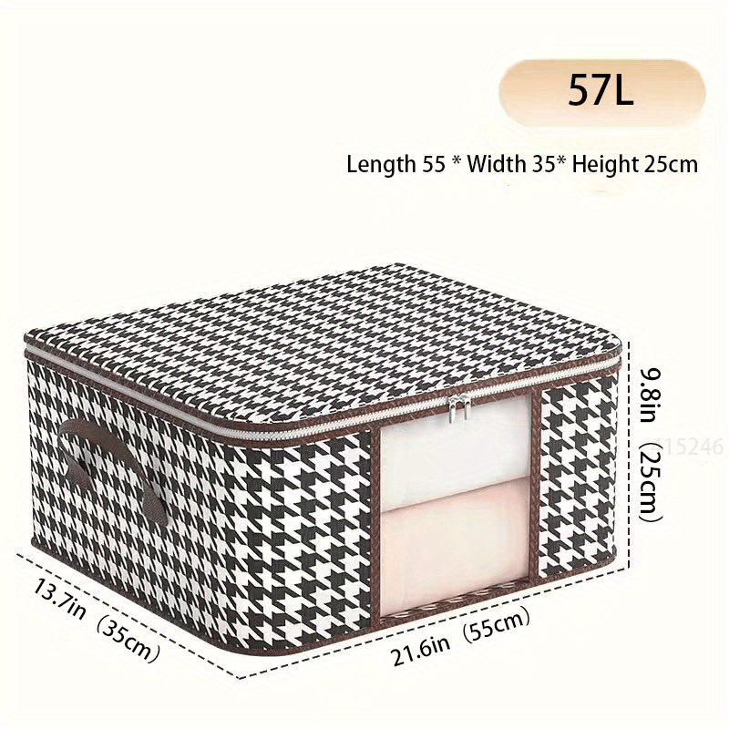 Stylish Houndstooth Pattern Storage Box Lightweight Zipper Clothes