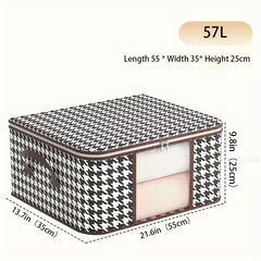 Stylish Houndstooth Pattern Storage Box Lightweight Zipper Clothes
