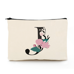 Floral A Letter Print Makeup Bag Bridesmaid Organizer Bags