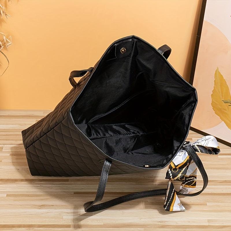 Minimalist Tote Bag Large Capacity Shoulder Bag With Clutch Purse & Scarf