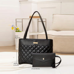 Argyle Quilted Tote & Clutch Purse Set Women's Shoulder Bag