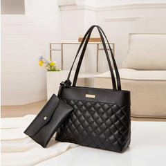 Argyle Quilted Tote & Clutch Purse Set Women's Shoulder Bag