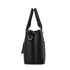 2pc Faux Leather Shoulder Bag Large Capacity Crossbody Bag