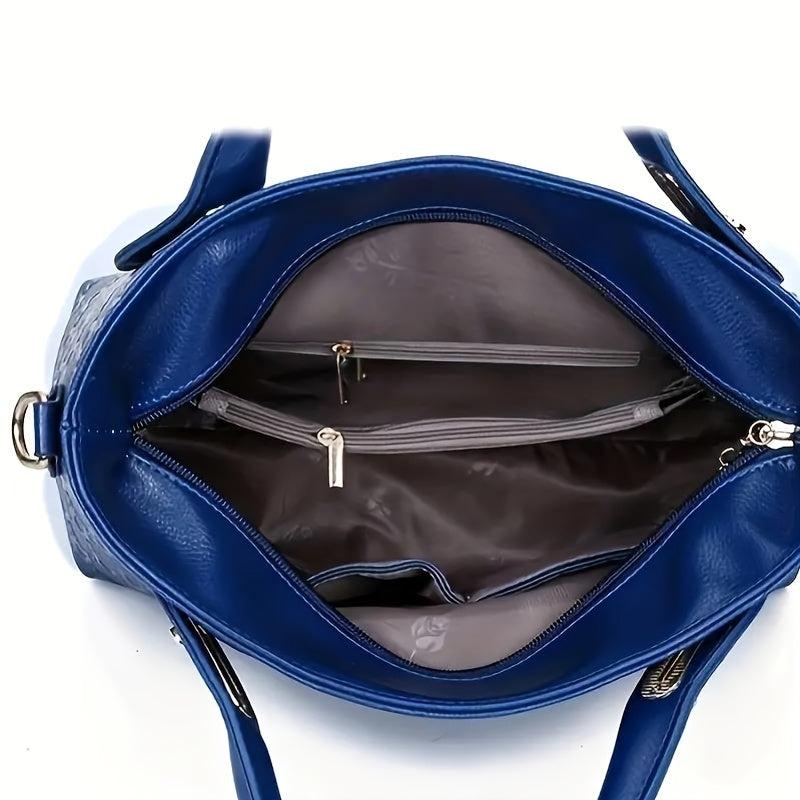 4Pcs Women's Tote Bag Set with Bear Pendant Chain Shoulder Bag Clutch Purse