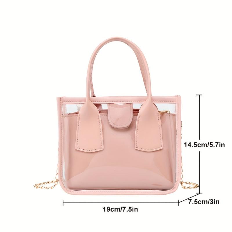 Mini Transparent Tote Bag Women's Jelly PVC Handbag & Crossbody Bag