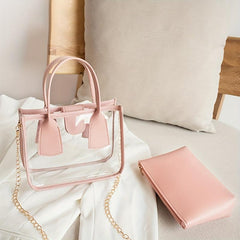 Mini Transparent Tote Bag Women's Jelly PVC Handbag & Crossbody Bag