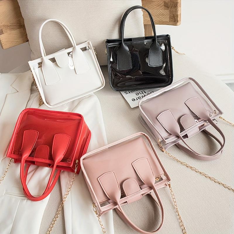 Mini Transparent Tote Bag Women's Jelly PVC Handbag & Crossbody Bag