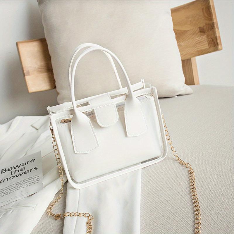 Mini Transparent Tote Bag Women's Jelly PVC Handbag & Crossbody Bag