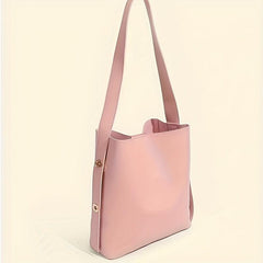 Minimalist Solid Bucket Bag All Match Shoulder Bag With Purse