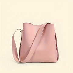 Minimalist Solid Bucket Bag All Match Shoulder Bag With Purse
