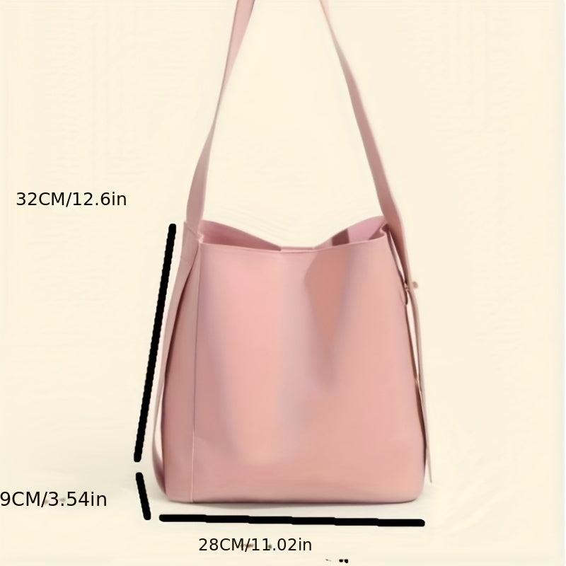 Minimalist Solid Bucket Bag All Match Shoulder Bag With Purse