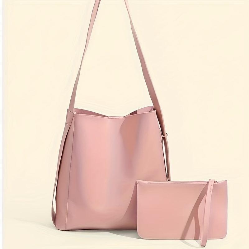 Minimalist Solid Bucket Bag All Match Shoulder Bag With Purse