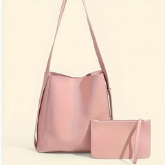 Minimalist Solid Bucket Bag All Match Shoulder Bag With Purse