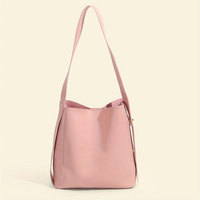 Minimalist Solid Bucket Bag All Match Shoulder Bag With Purse